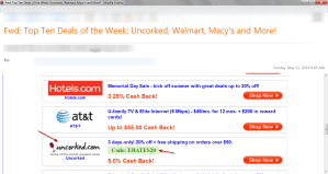 Ebates e-mail 5.11 screen shot deal of the week